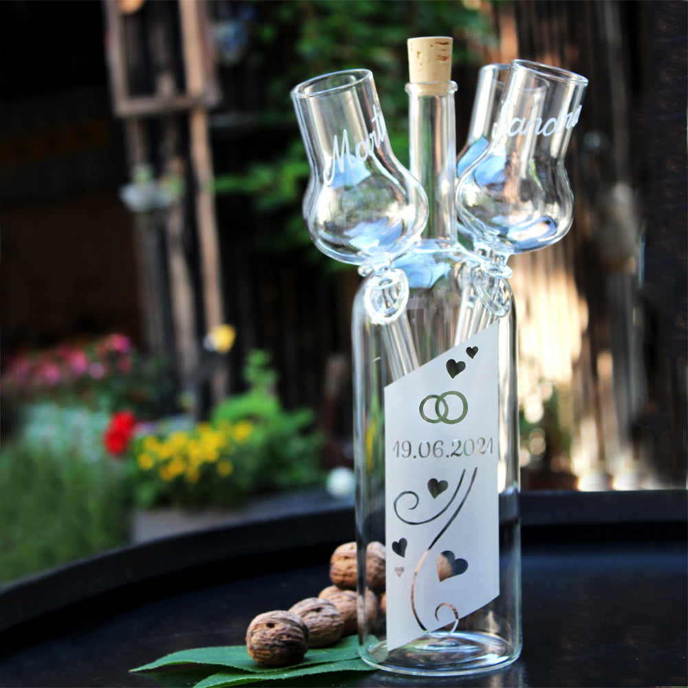 Schnapsflasche 4 Gläser – Glasidee